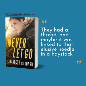 Never Let Go by Elizabeth Goddard quote graphic credit Faithfully Bookish